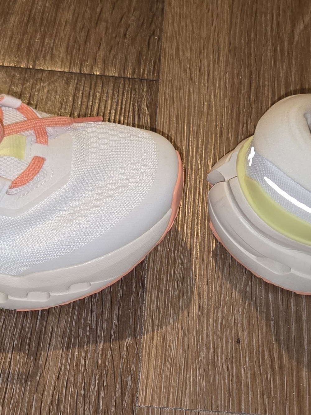 On Cloudrunner Women's Athletic Sneakers in White with Coral Laces - Picture 3 of 8